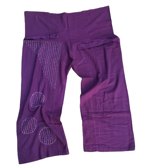 Pants with handmade embroidery