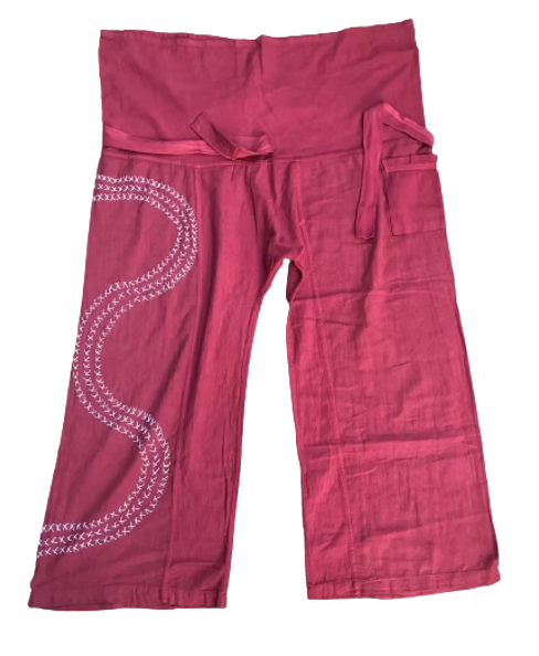 Pants with handmade embroidery