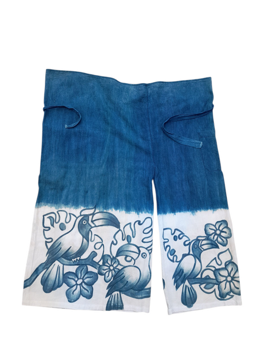 Handmade painted indigo pants